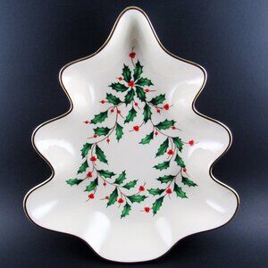 LENOX AMERICAN by DESIGHN HOLIDAY TREE CANDY DISH 8.25"